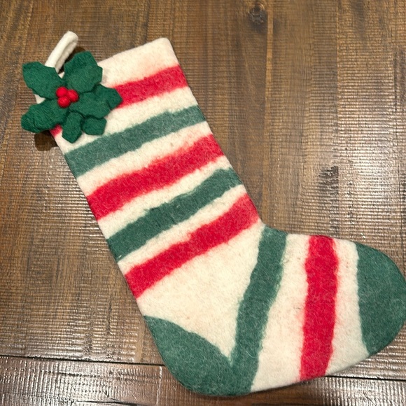 World Market Red Felted Wool Christmas Stocking NEW - Picture 1 of 4